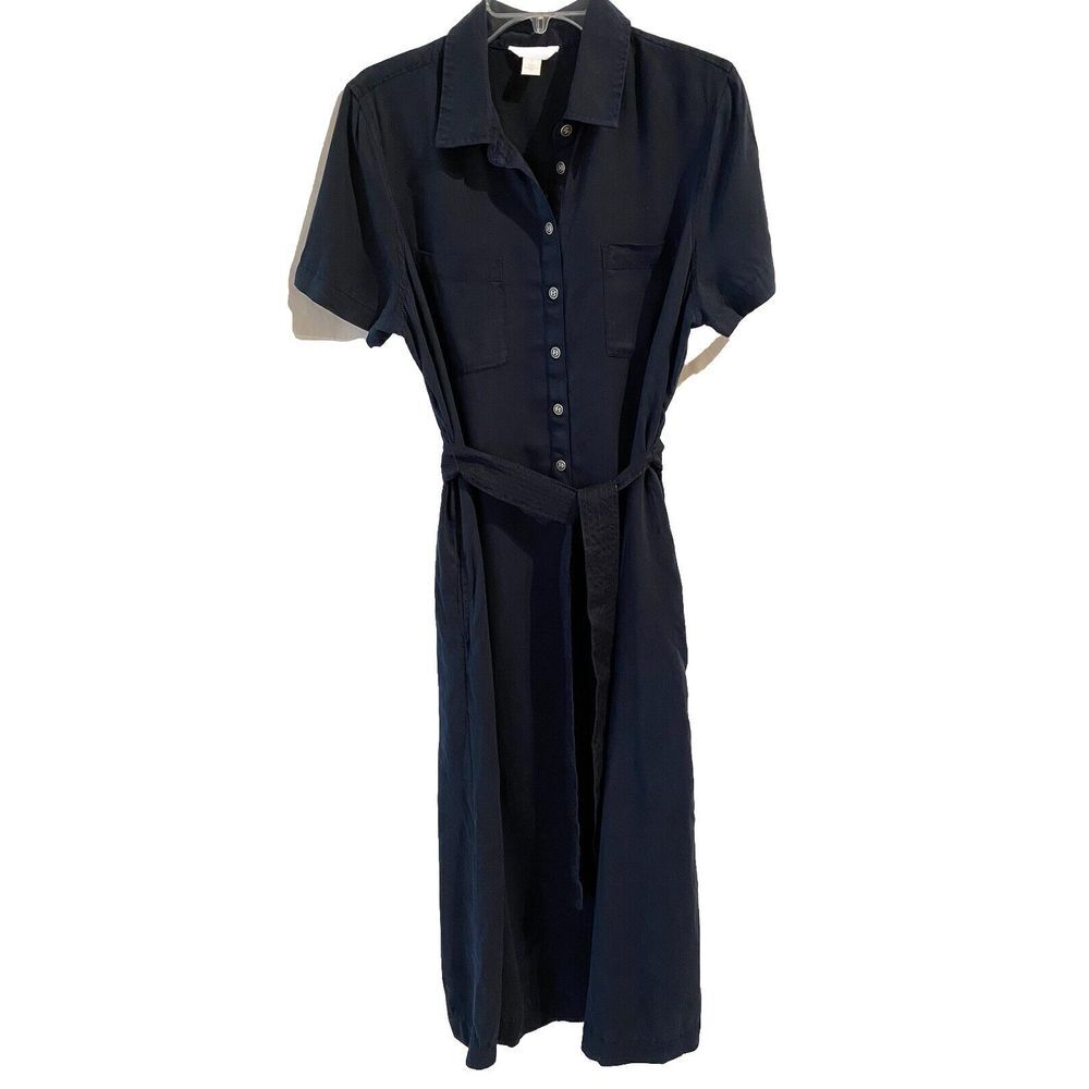 Caslon Nordstrom Shirt Dress Dark Blue‎ Size Medium Belted